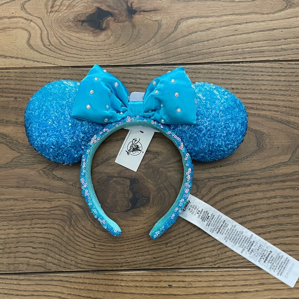 Minnie Mouse Sequin Ears Headband Aqua Blue Disney NWT